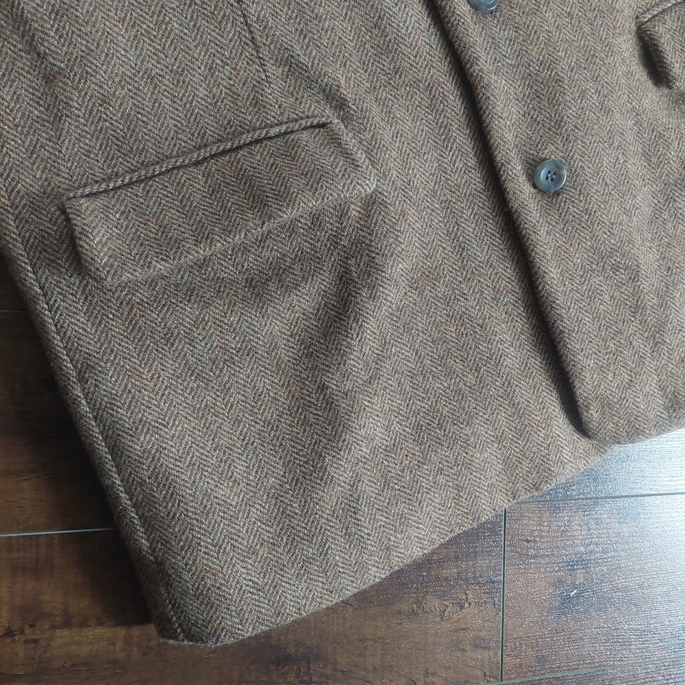 Vintage L.L.Bean Shetland Wool Jacket Brown Insulated Size 50 REG - Picture 9 of 13